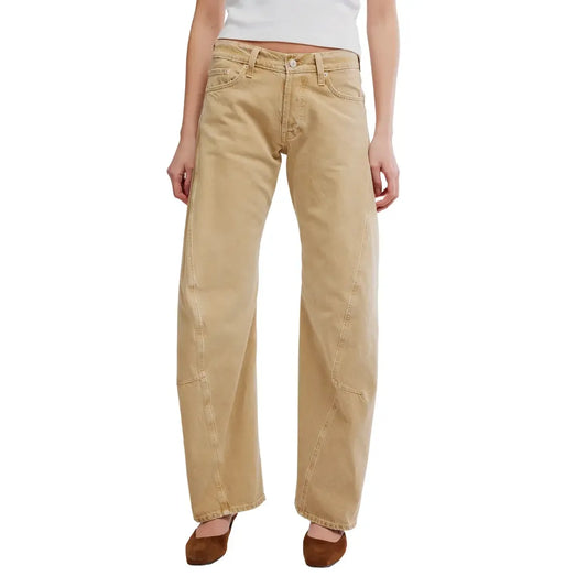 Free People Fable Twisted Seam Jeans in Oat Latte