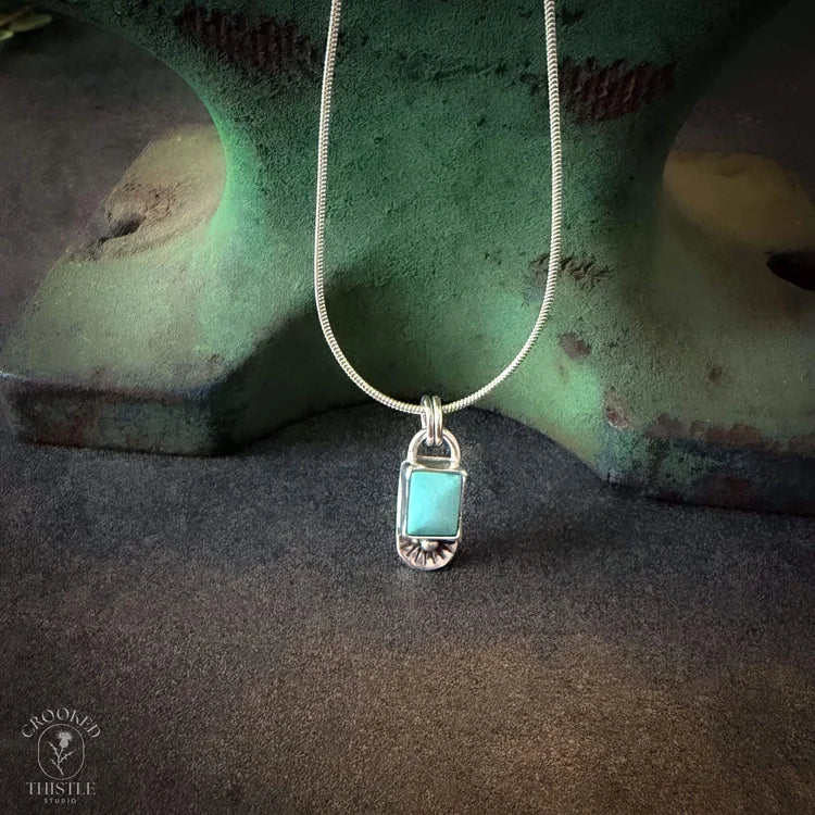 Crooked Thistle Carico Lake Turquoise Stamped Pendant