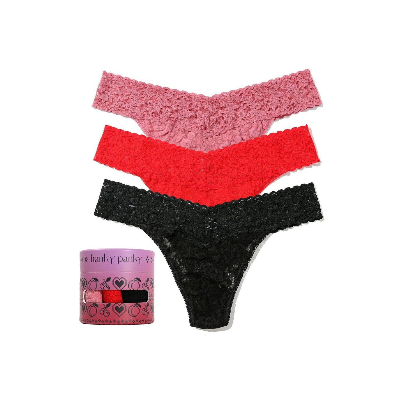 Hanky Panky Holiday 3 Pack Signature Lace Original Rise Thong