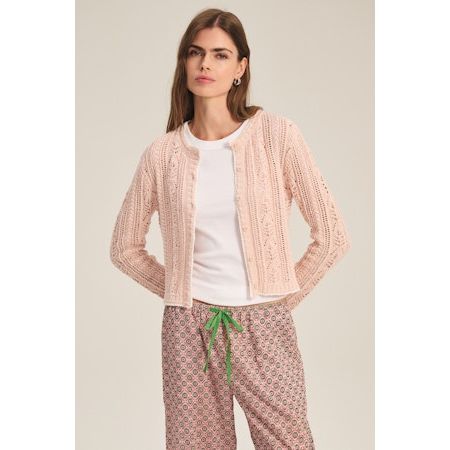 Velvet by Graham and Spencer Daisy Cotton Pointelle Cardigan in Blush