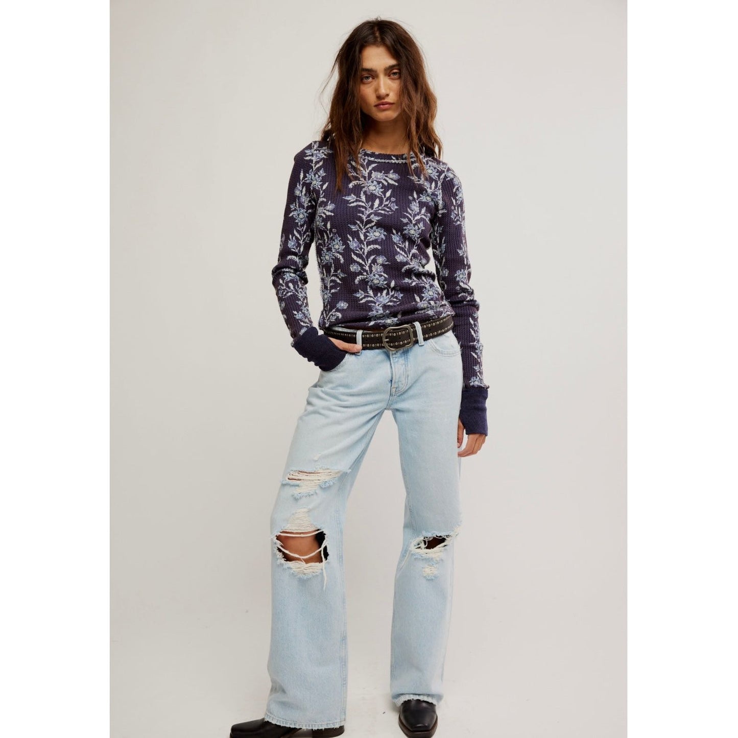 Free People We The Free Pretty Little Thermal in Blue Combo