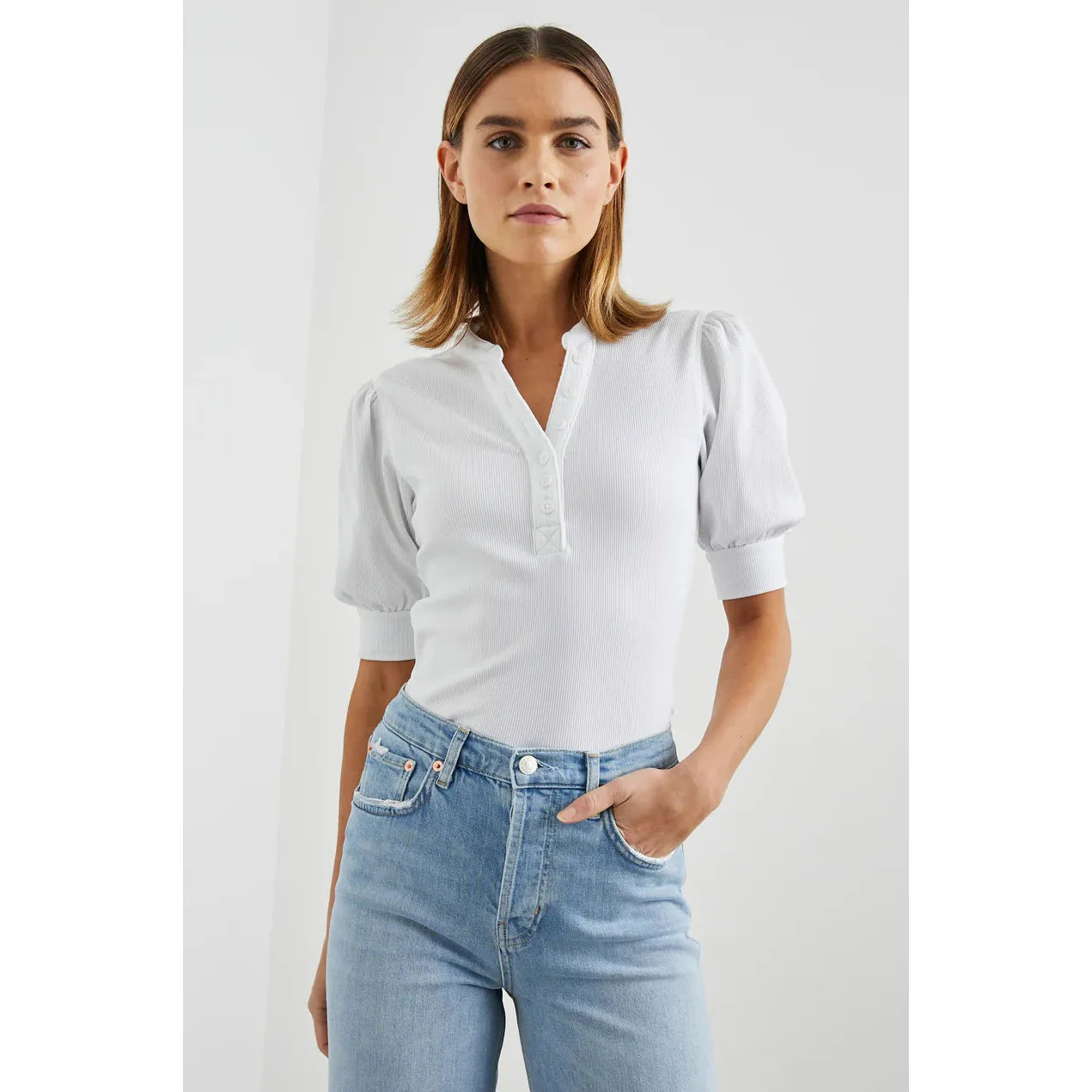 Rails Jewel Top in White Rib