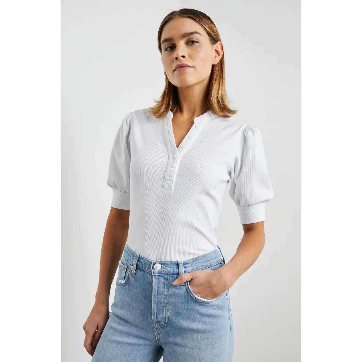 Rails Jewel Top in White Rib