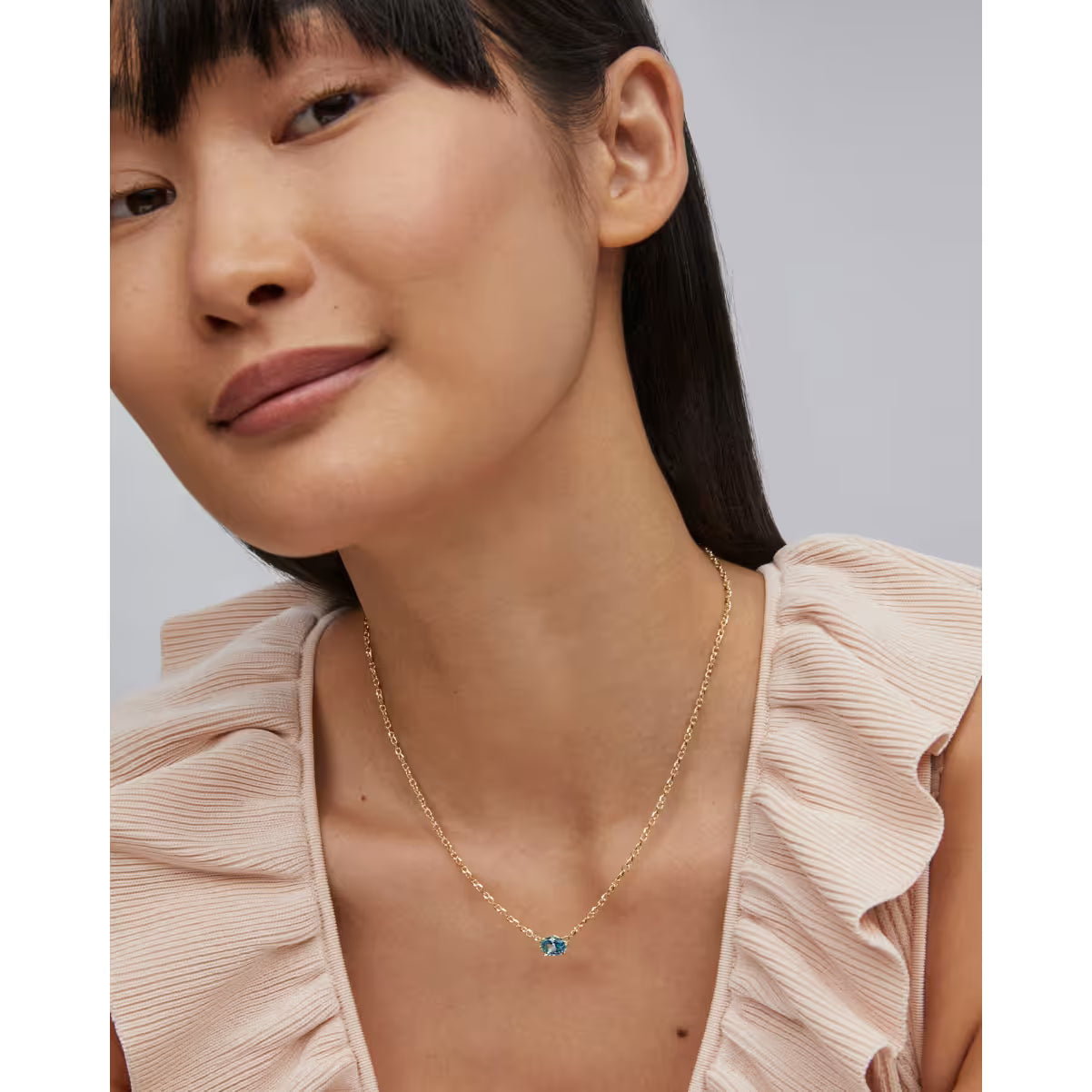 Kendra Scott Cailin Gold Pendant Necklace Aqua