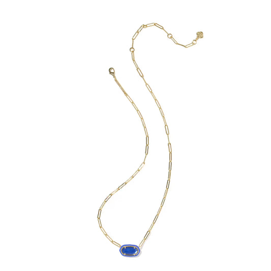 Kendra Scott Elisa Enamel Frame Gold Paperclip Necklace Cobalt Infusion