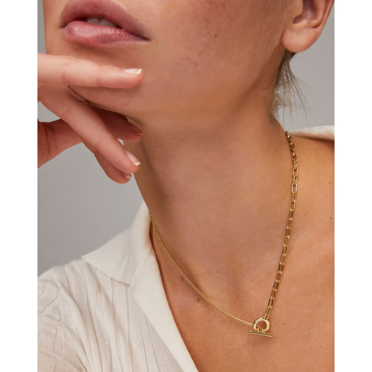 Kendra Scott Leighton Convertible Gold Pearl Chain Necklace