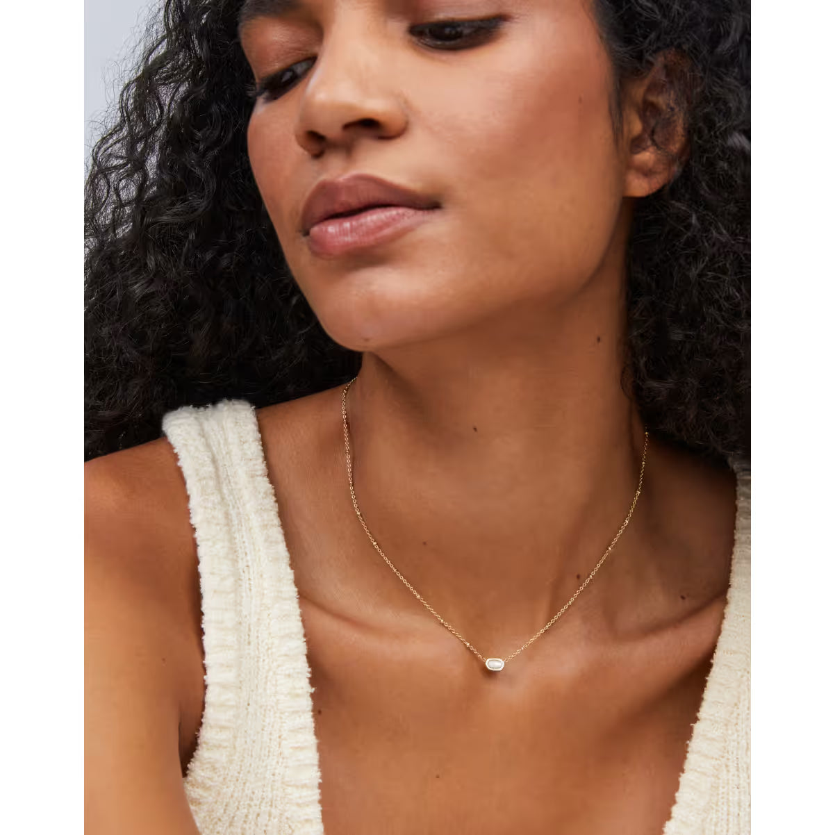 Kendra Scott Mini Elisa Gold Satellite Short Pendant Necklace in Ivory Mother of Pearl