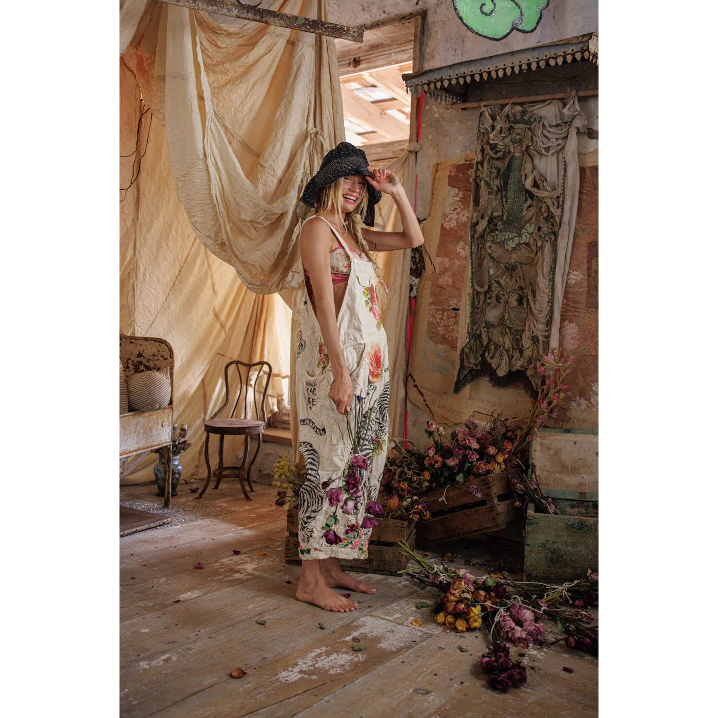 Magnolia Pearl Birch Floral Love Overalls 176 in Moon