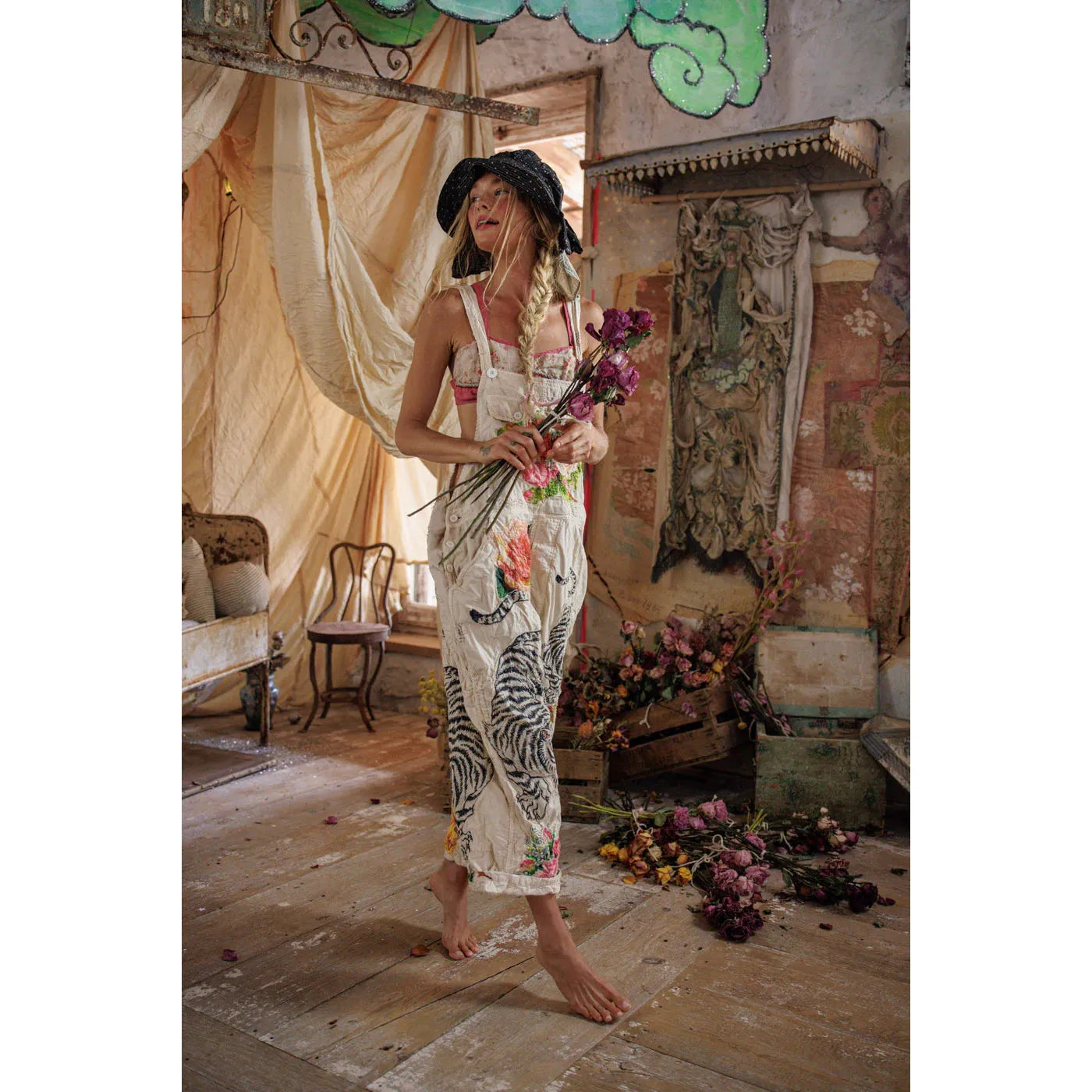Magnolia Pearl Birch Floral Love Overalls 176 in Moon