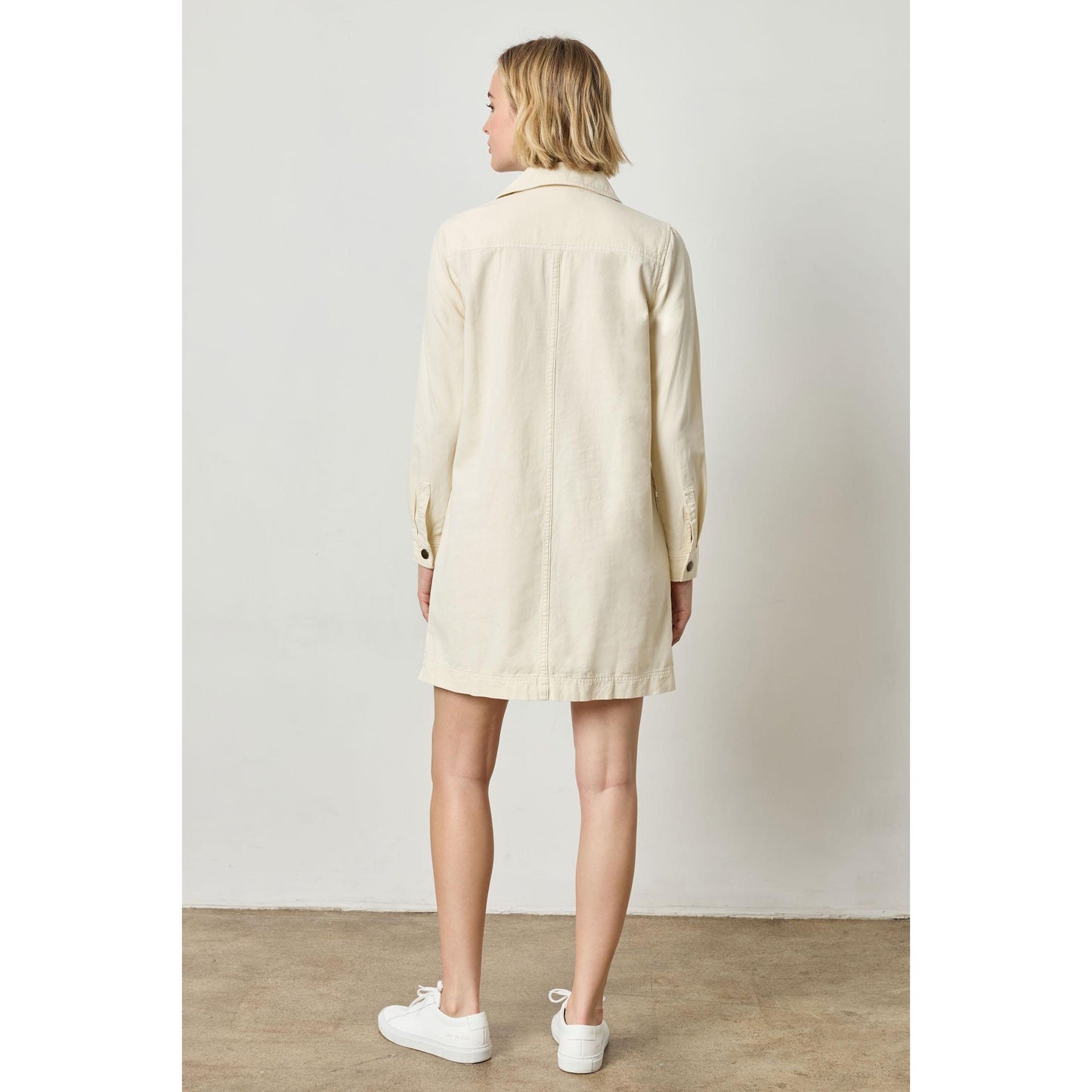 Lilla P Split Neck Collared Dress in Oyster