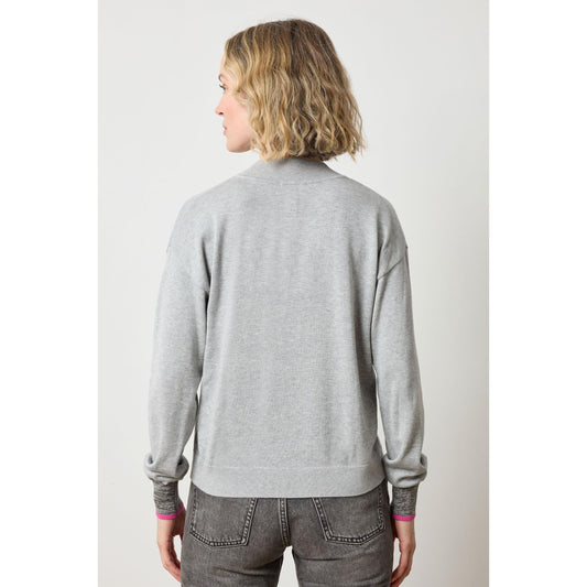 Lilla P V-Neck Pullover Sweater in Heather Grey