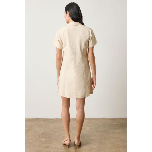 Lilla P Twill Paneled Shirt Dress in Eggshell