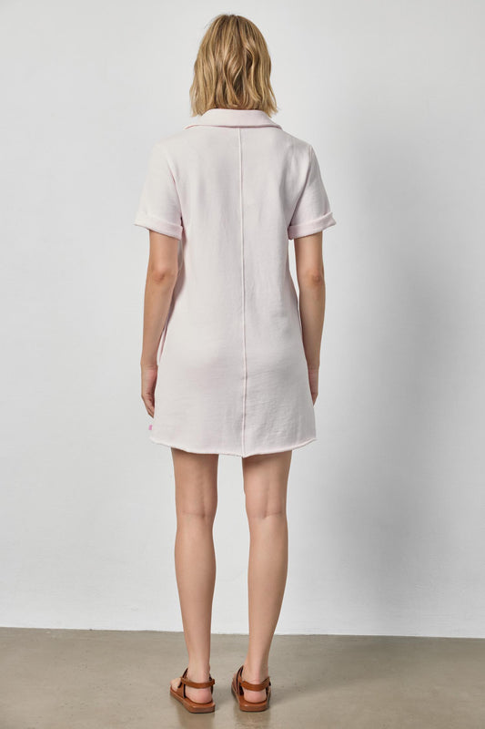 Lilla P Raw Hem Terry Dress in Rosewater
