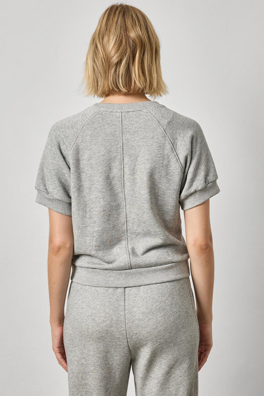 Lilla P Short Sleeve Terry Sweatshirt in Heather Grey