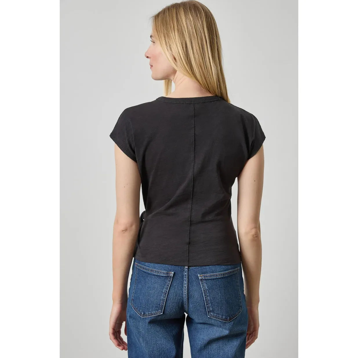 Lilla P Tie Front Tee in Black PA3516