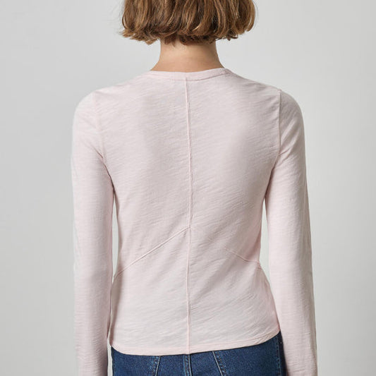 Lilla P Vintage Long Sleeve Tee V Neck in Roseblush