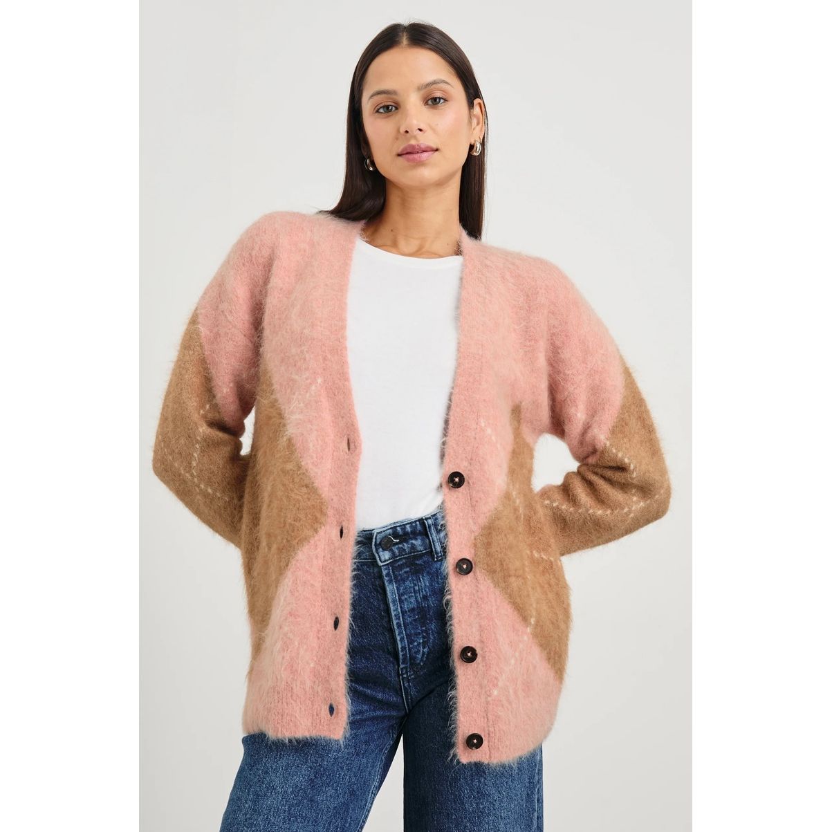 Rails Runi Cardigan in Pastel Argyle in XS
