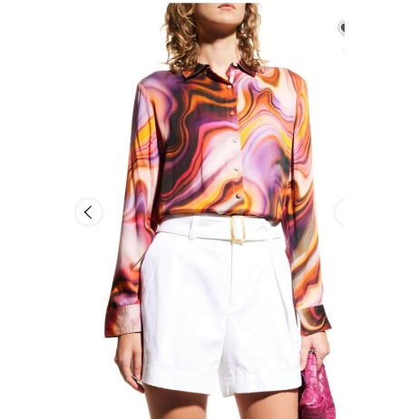 Johnny Was Nessi Swirl-Print Button-Down Shirt