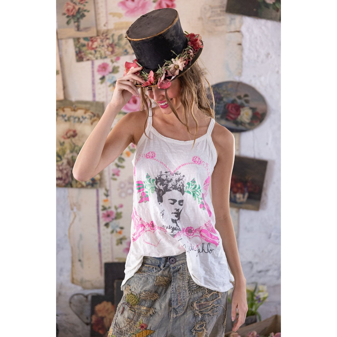 Magnolia Pearl Frida Corazón Luminoso Lana Tank in True