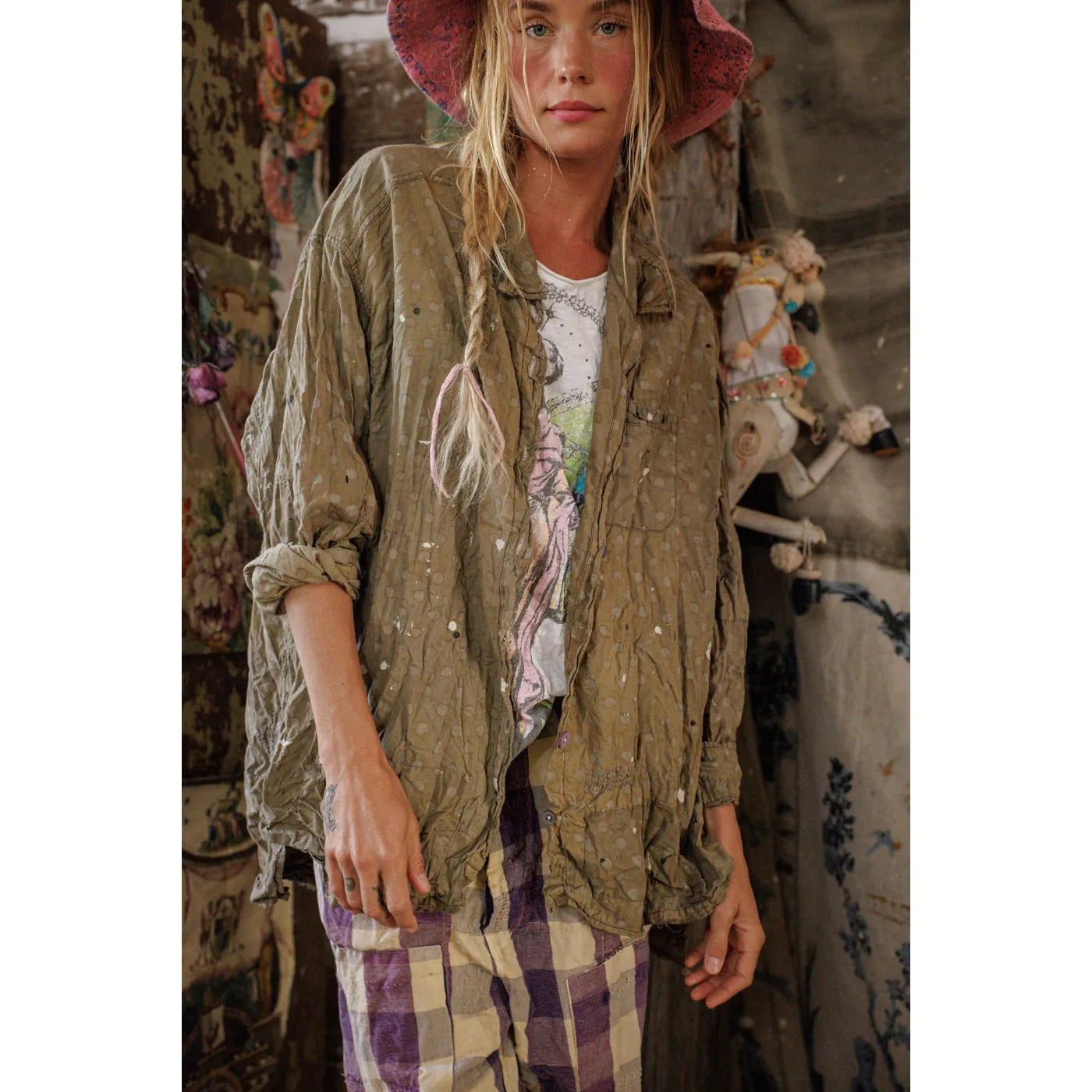 Magnolia Pearl Printed Adison Workshirt 1419 in Ember Glow