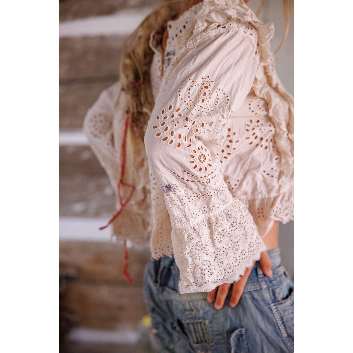 Magnolia Pearl Hermione Eyelet Blouse in Moonlight