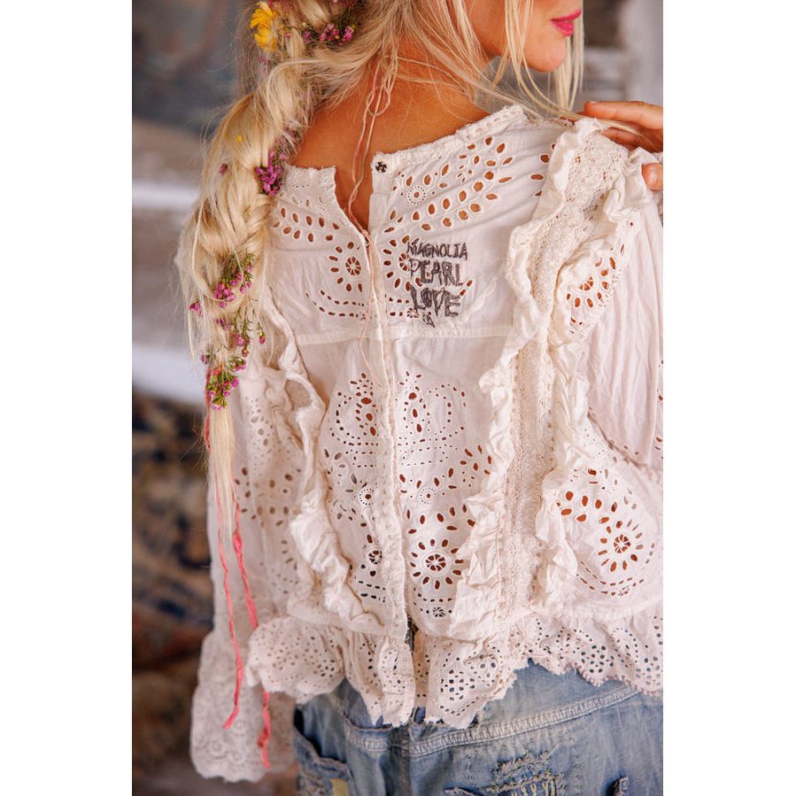 Magnolia Pearl Hermione Eyelet Blouse in Moonlight