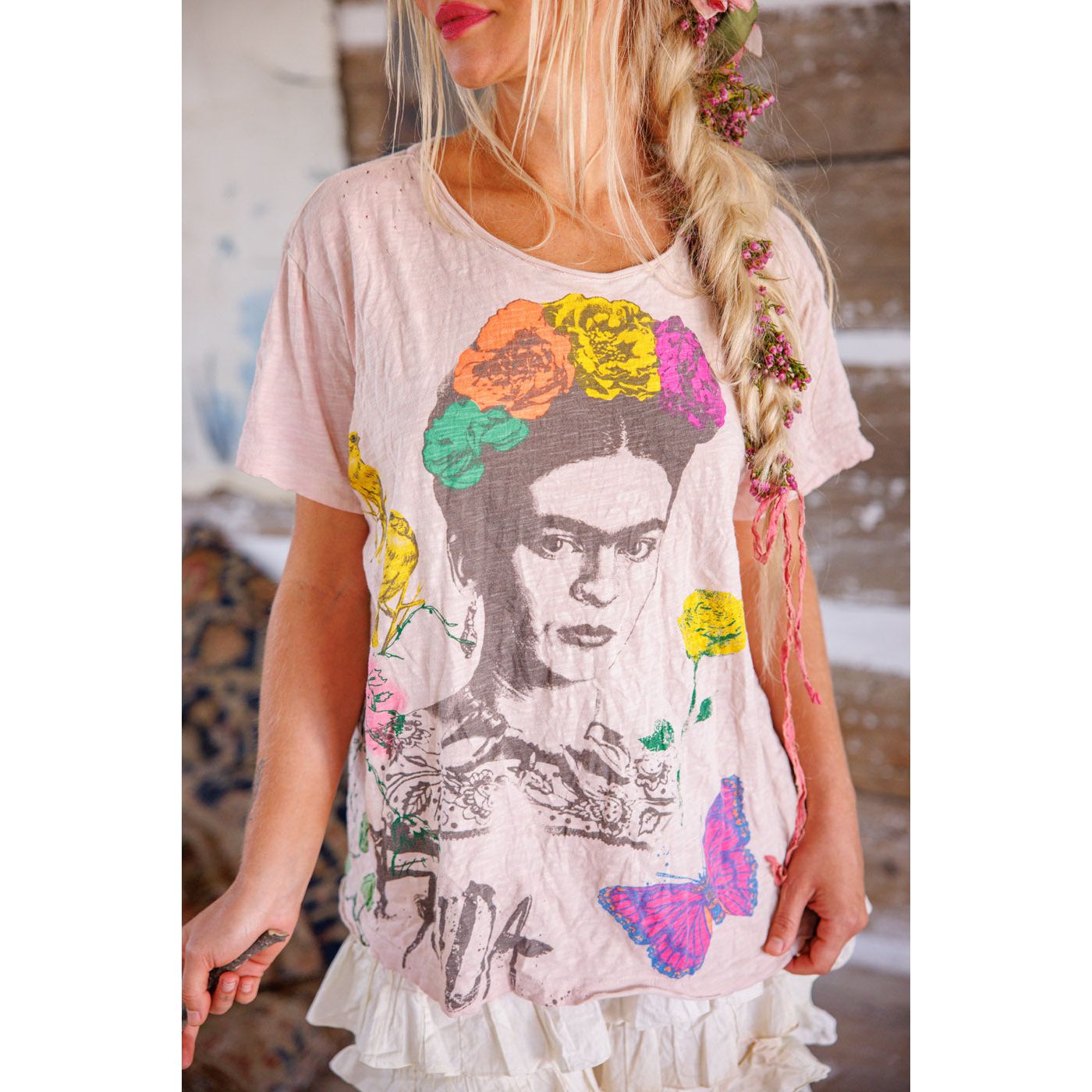 Magnolia Pearl Frida Art Is The Remedy Tee in Lychee Blossom