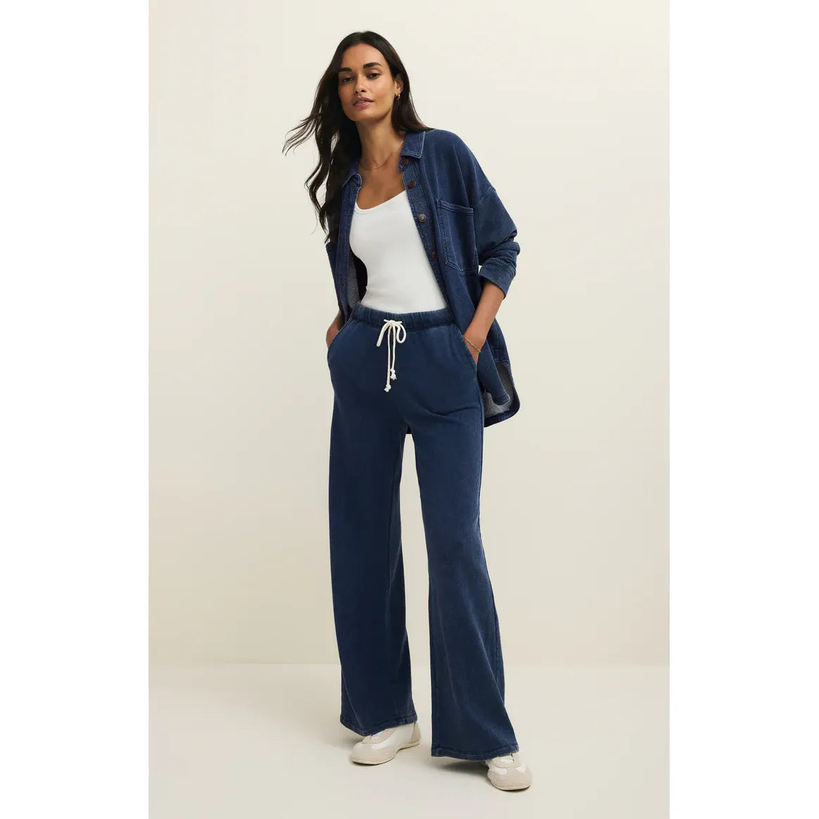 Z Supply All Day Knit Denim Jacket in Indigo