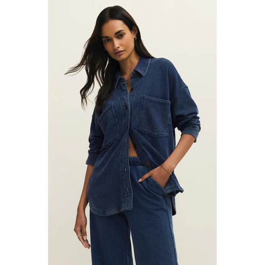 Z Supply All Day Knit Denim Jacket in Indigo