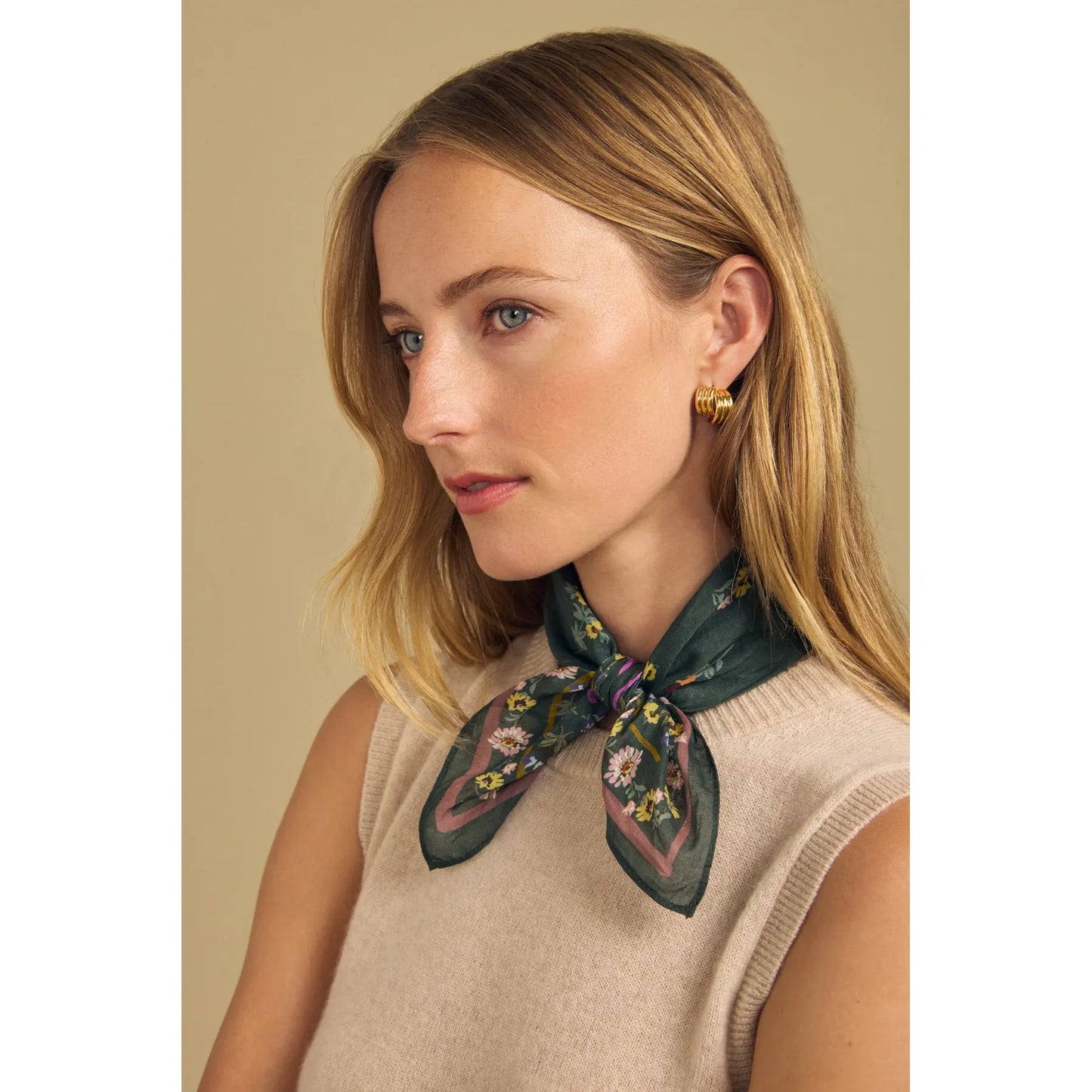 Velvet Mariana Floral Scarf in Hunter Green