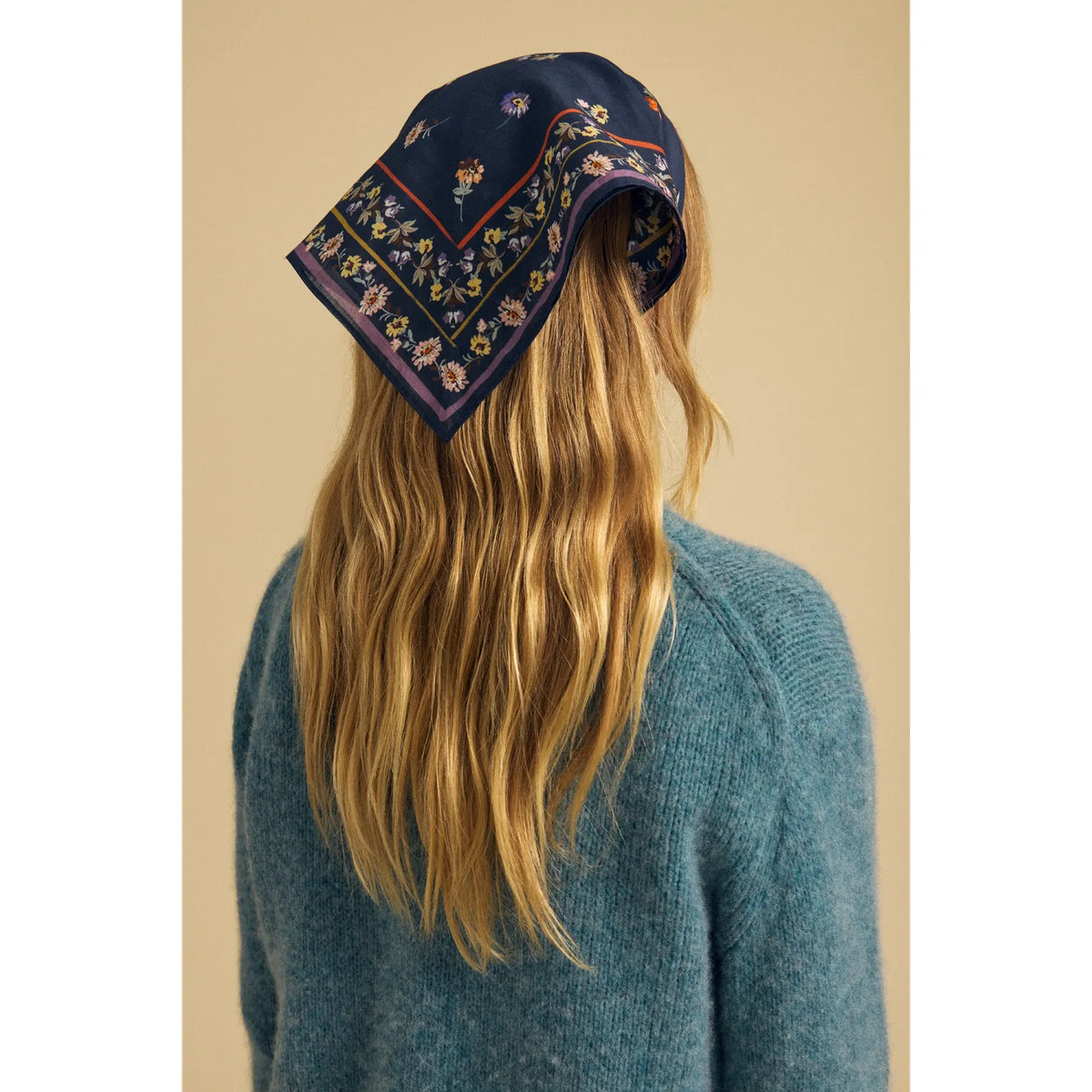 Velvet Marianna Floral Scarf in Navy