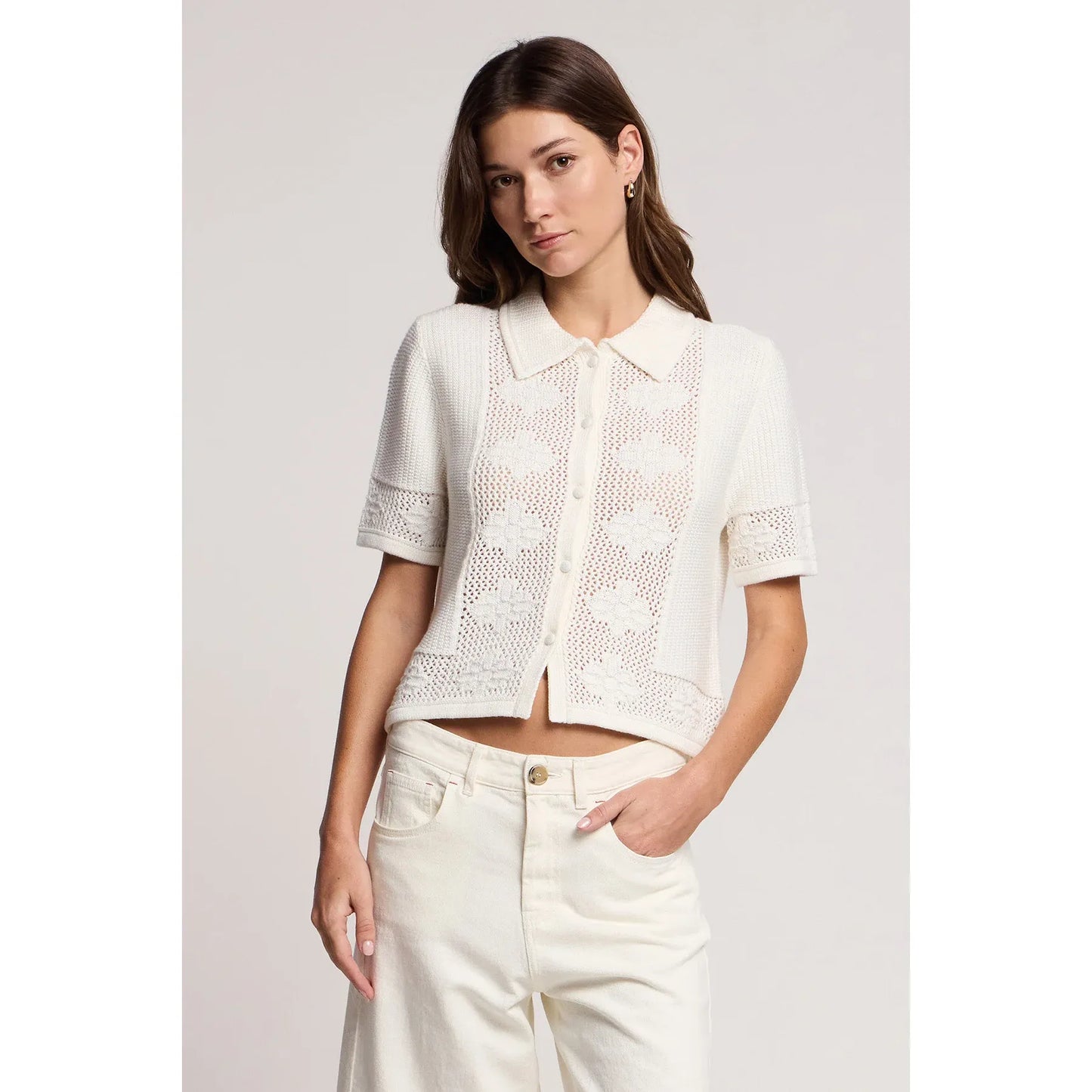 Velvet by Graham & Spencer Rosemond Cardigan in Milk