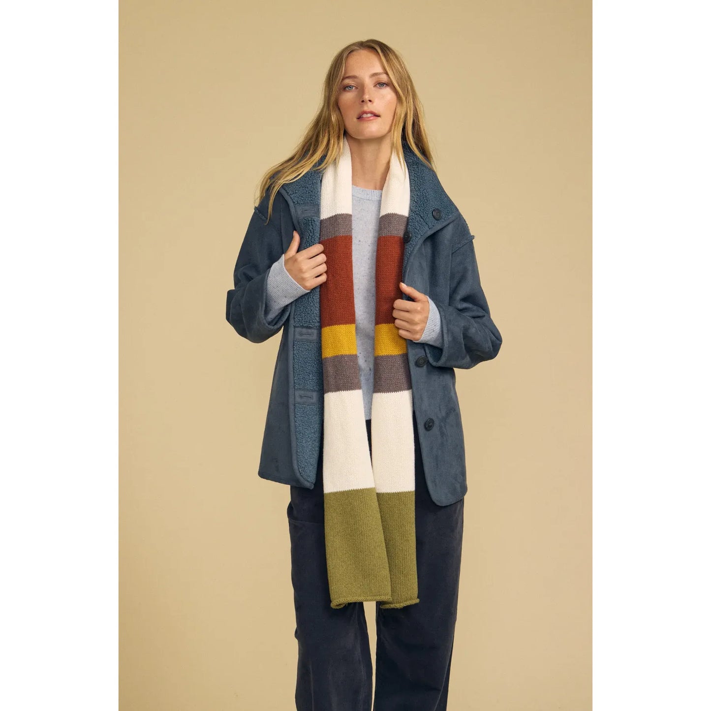 Velvet Jade Cotton Cashmere Striped Scarf
