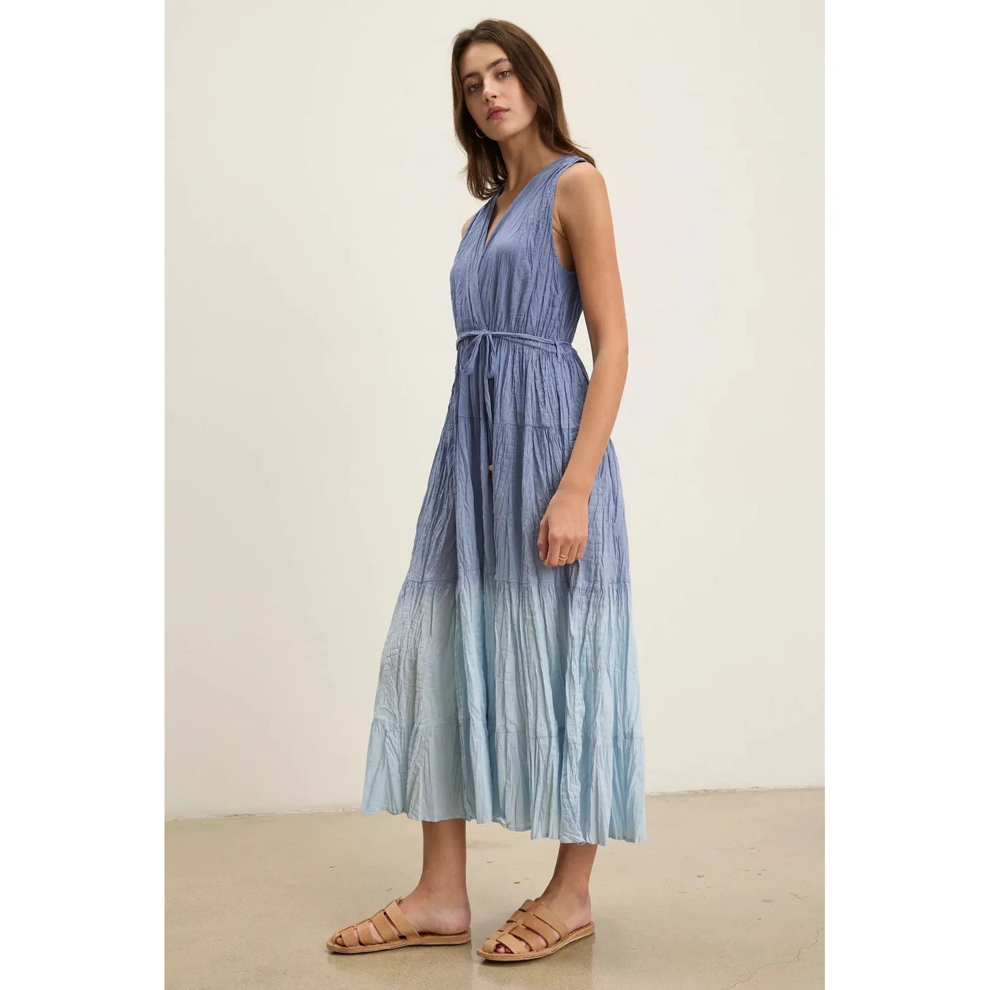 Velvet by Graham & Spencer Dip Dye Crinkle Voile Marilyn Dress in Cadet