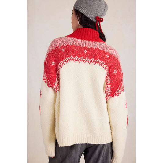 Free People Mythical Sweater in Vanilla Scarlet Combo