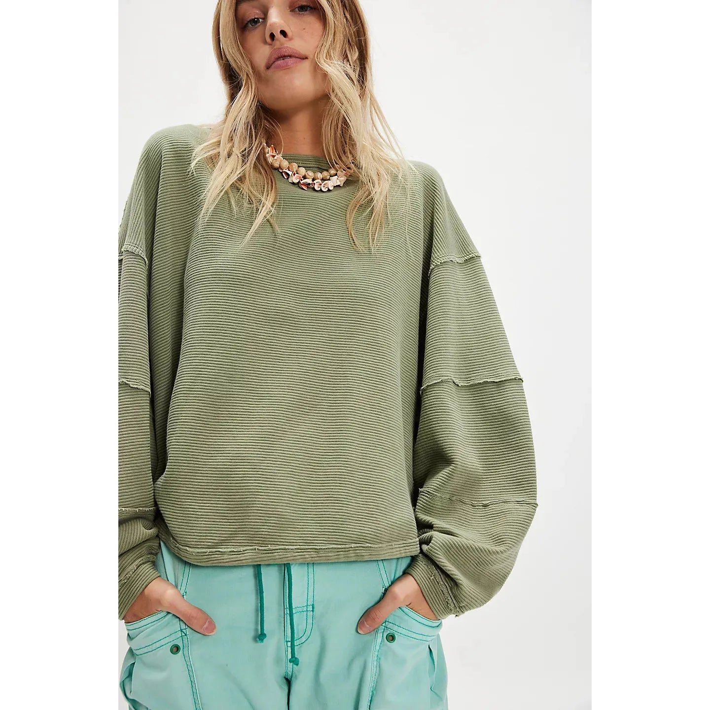 Free People We The Free Total Eclipse Tee in Oil Green