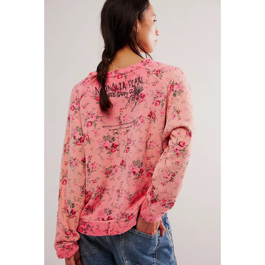 Magnolia Pearl Floral Pullover in Azalea