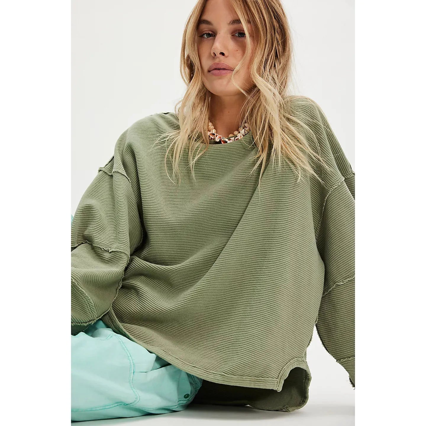 Free People We The Free Total Eclipse Tee in Oil Green
