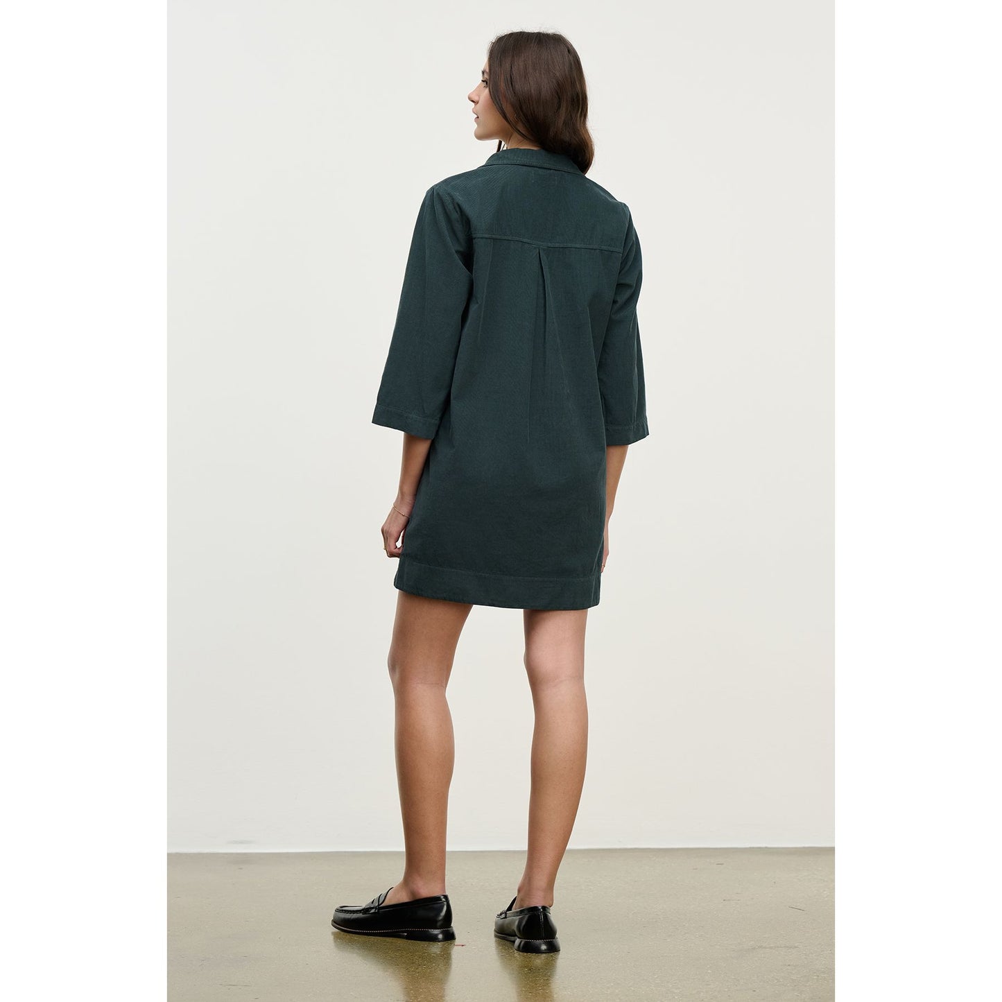 Velvet by Graham & Spencer Elke Cotton Corduroy Dress in Mallard