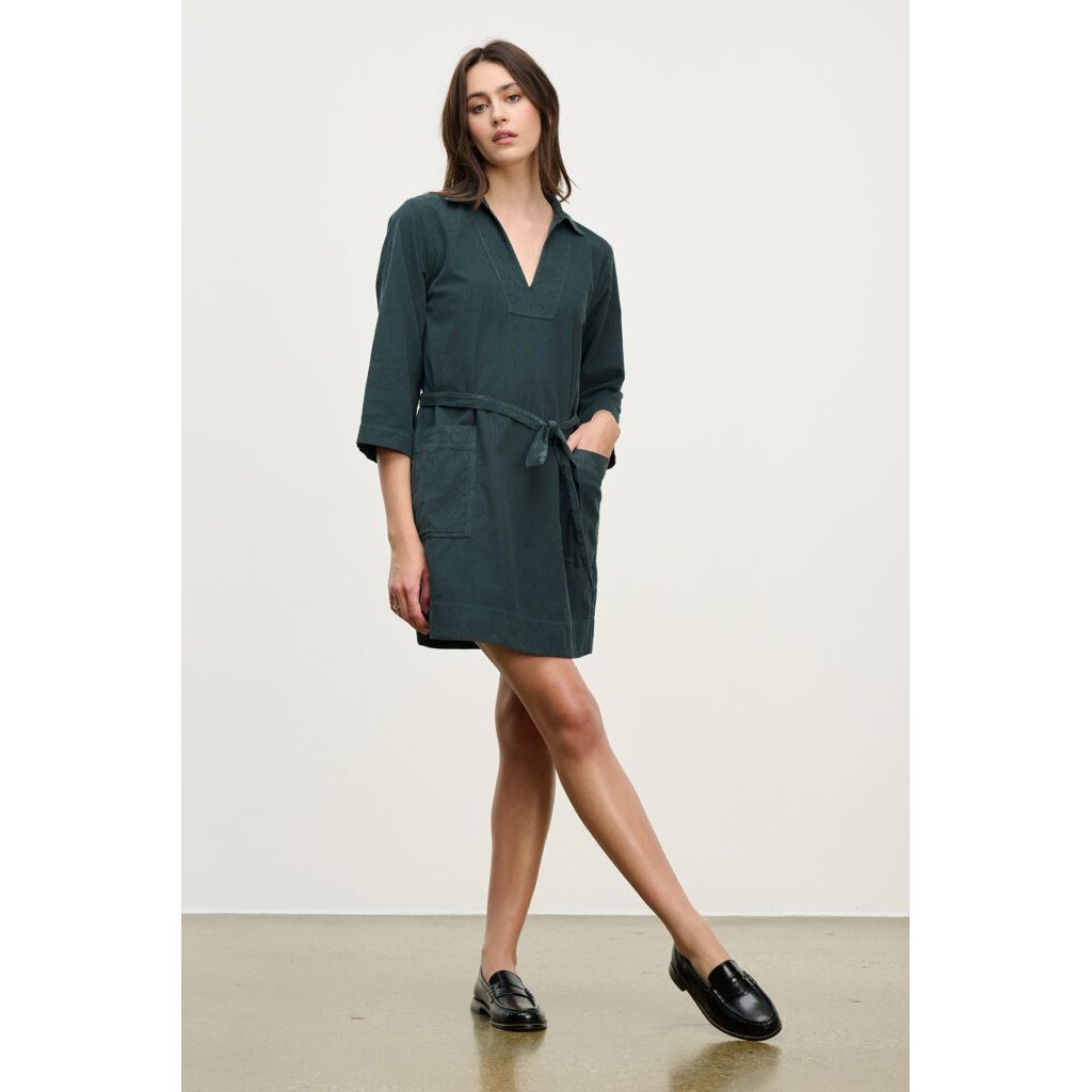 Velvet by Graham & Spencer Elke Cotton Corduroy Dress in Mallard