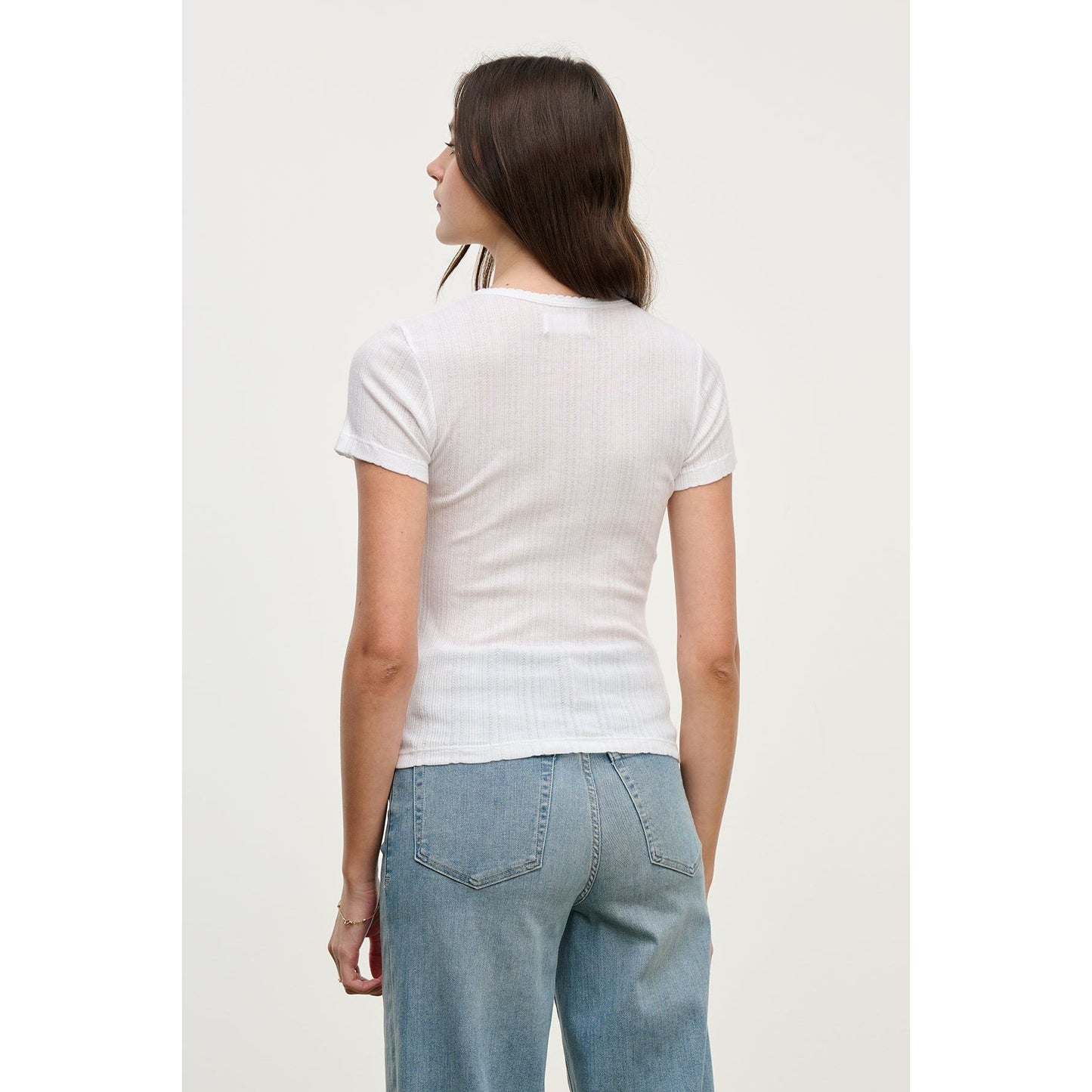Velvet by Graham & Spencer Enati Pointelle Tee in White