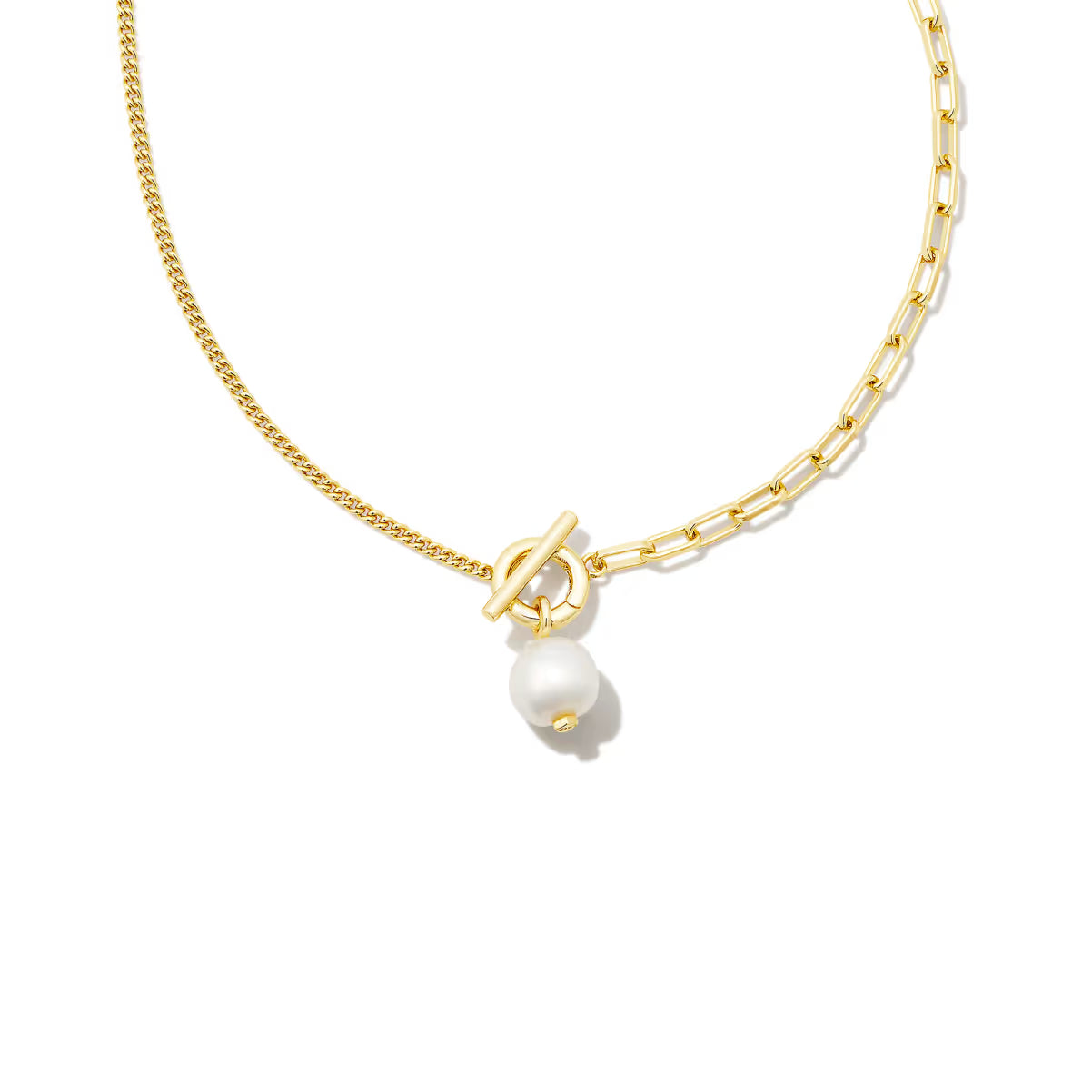 Kendra Scott Leighton Convertible Gold Pearl Chain Necklace