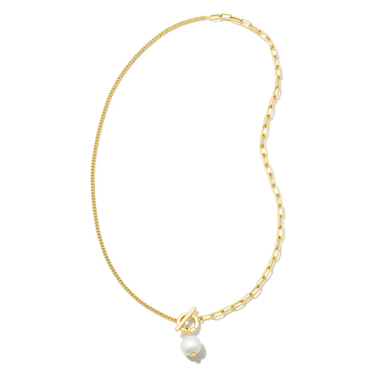 Kendra Scott Leighton Convertible Gold Pearl Chain Necklace