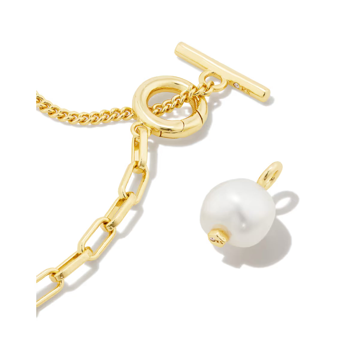 Kendra Scott Leighton Convertible Gold Pearl Chain Necklace