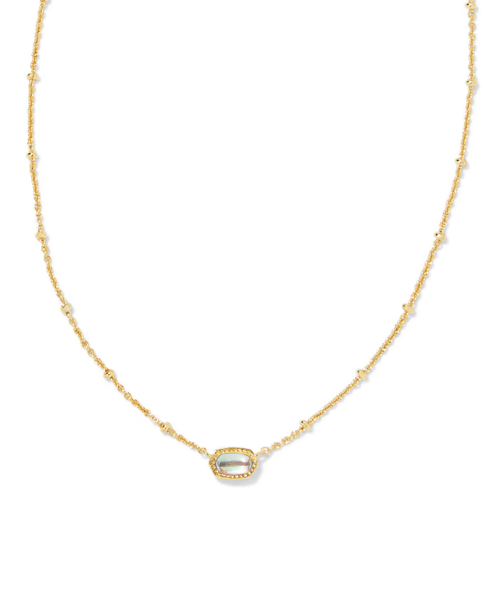 Kendra Scott Mini Elisa Gold Satellite Short Pendant Necklace in Gold Dichroic Glass