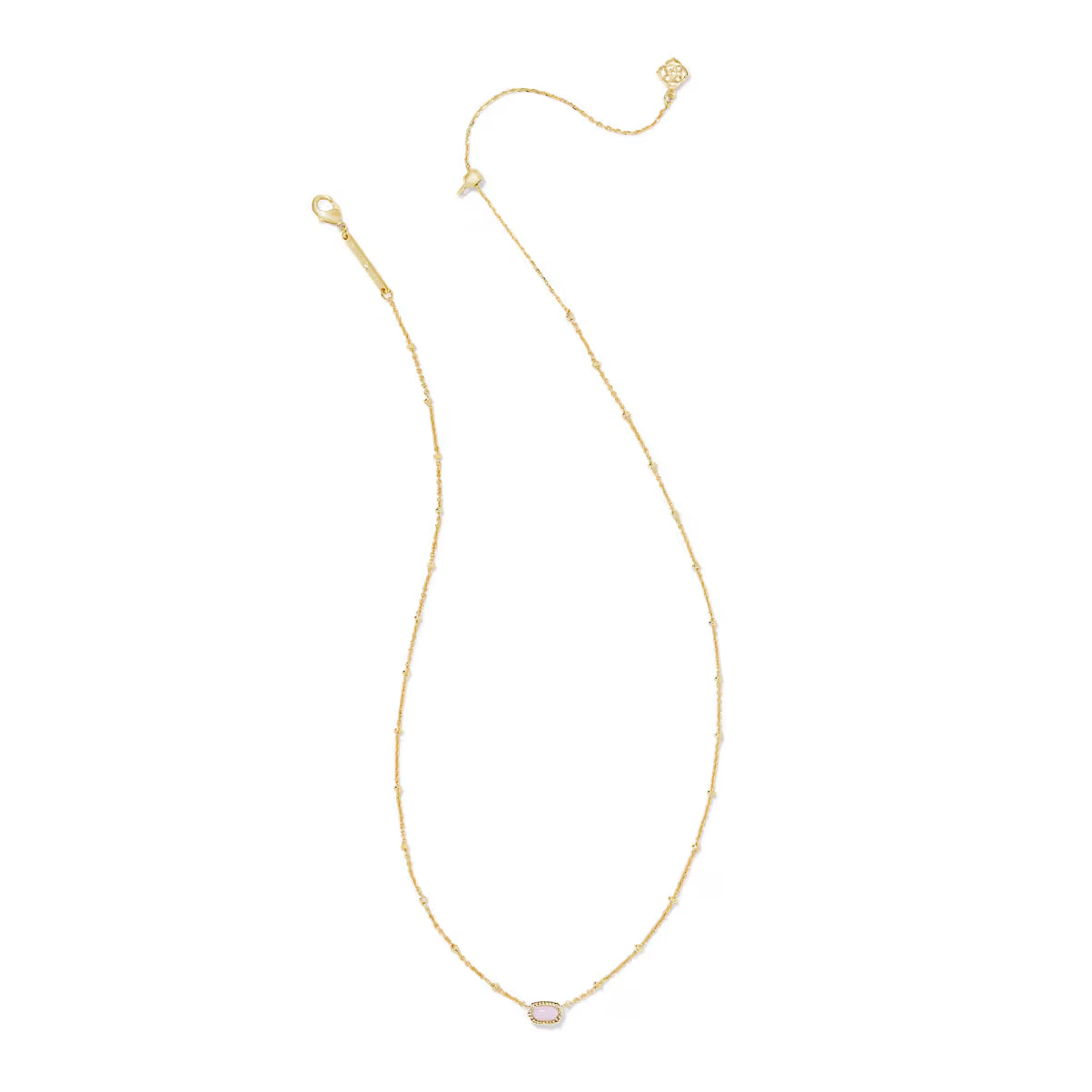 Kendra Scott Mini Elisa Gold Satellite Short Pendant Necklace in Gold Pink Opalite Crystal