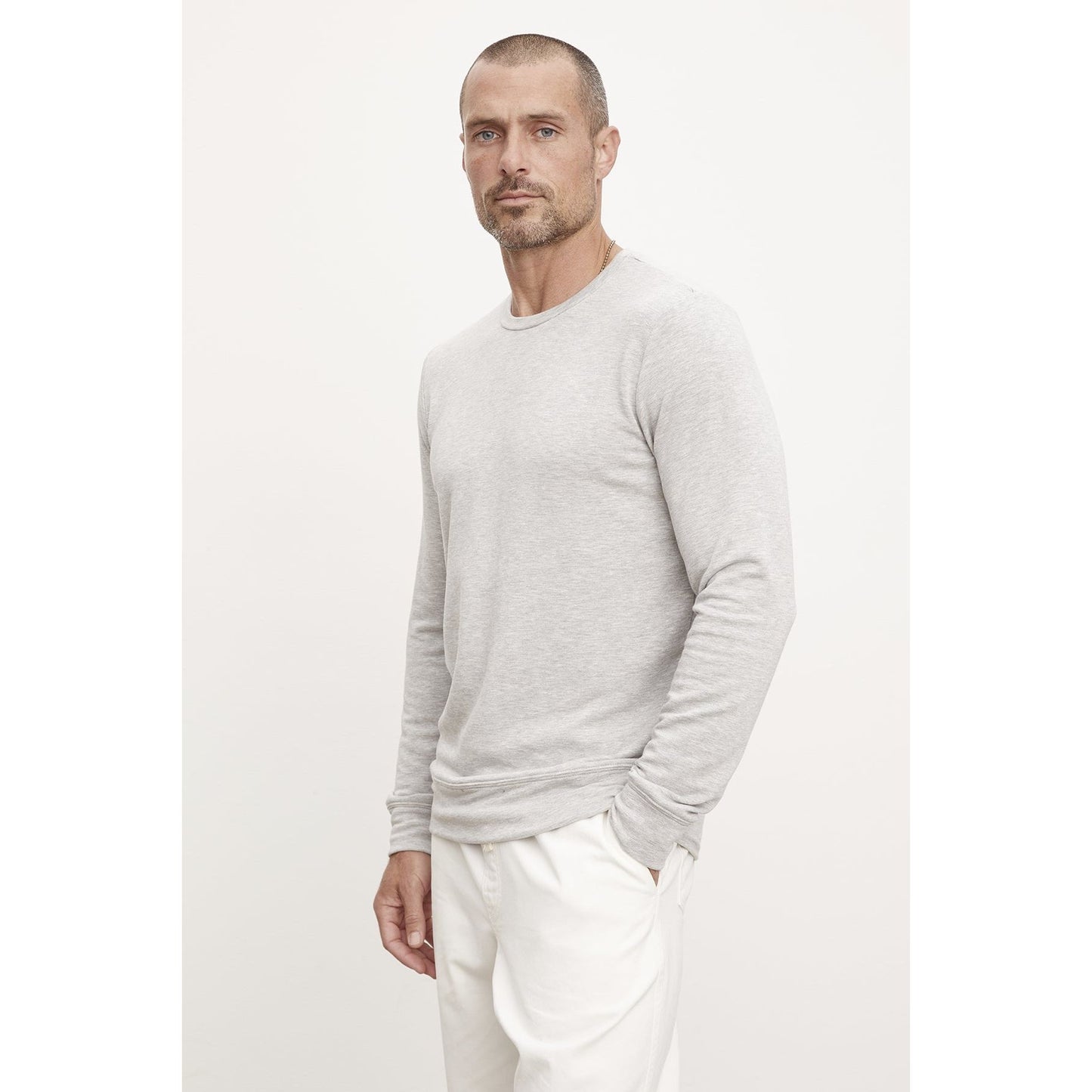 Velvetmen Soren Luxe Fleece Pullover in Heather Grey