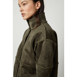 Velvet Albany Lux Sherpa Reversible Jacket in Army