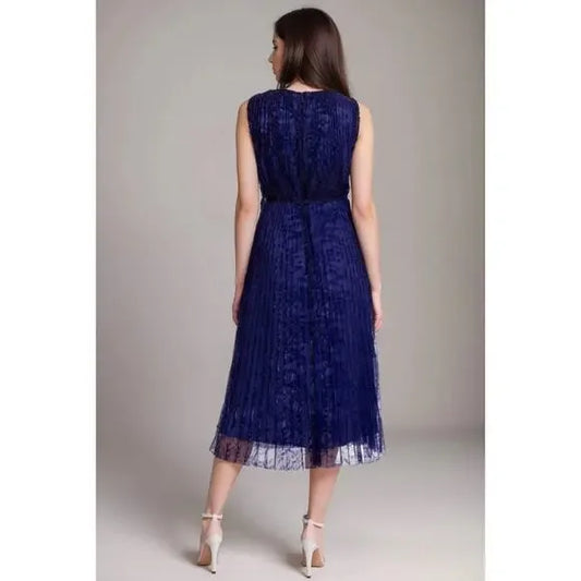Johnny Was Jade Blue Clario Pleated Midi Dress