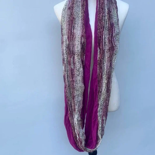 Chan Luu Purple and Cream Print Scarf